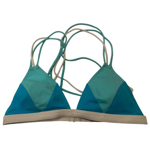 Victoria's Victoria Secret Bikini PINK Top Blue Crossed Back Straps Size S - EUC - Picture 1 of 5